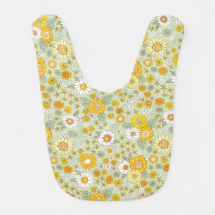 Yellow Floral Garden Pattern Baby Bib