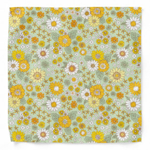 Yellow Floral Garden Pattern Bandana