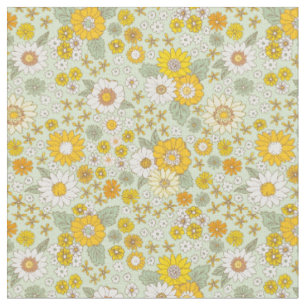 Yellow Floral Garden Pattern Fabric