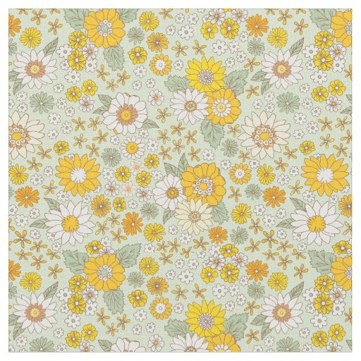 Yellow Floral Garden Pattern Fabric