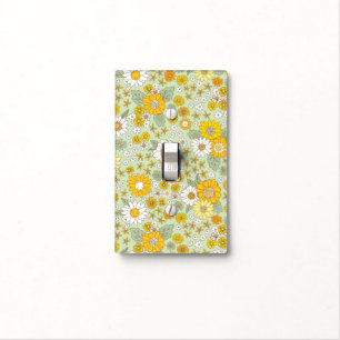 Yellow Floral Garden Pattern Light Switch Cover