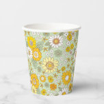 Yellow Floral Garden Pattern Paper Cups