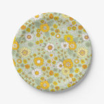Yellow Floral Garden Pattern Paper Plates