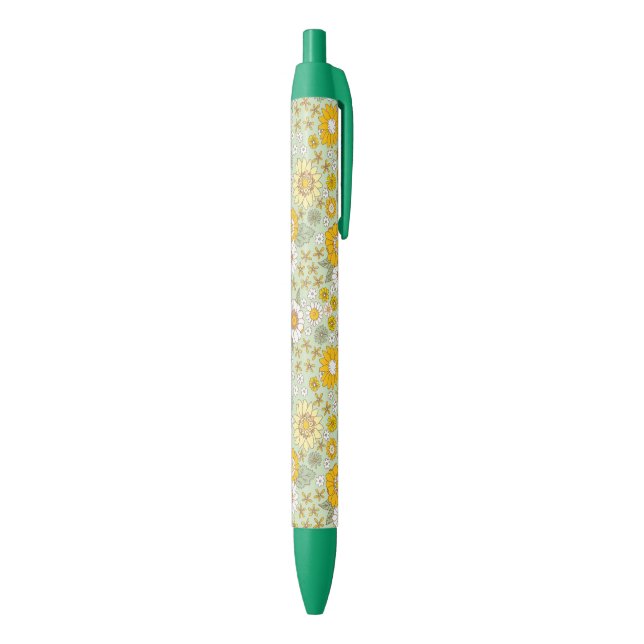 Yellow Floral Garden Pattern Pen (Bottom (Vertical))