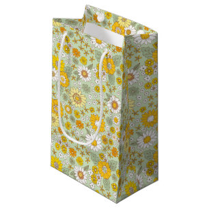 Yellow Floral Garden Pattern Small Gift Bag