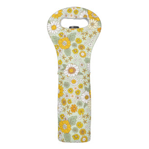 Yellow Floral Garden Pattern Wine Bag