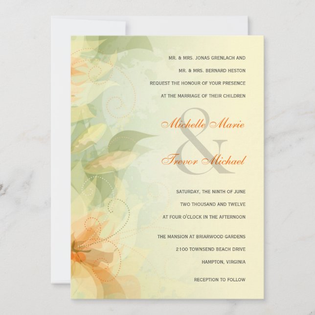 Yellow Floral Garden Wedding Invitations (Front)