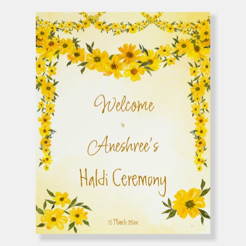 Yellow floral garlands Indian wedding haldi welcom Foam Board