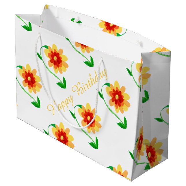 Yellow Floral Gift Bag (Back Angled)