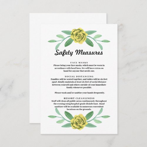 Yellow Floral Greenery Foliage Safety Measure Card