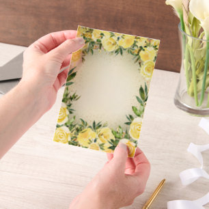 Yellow Floral Greenery Gold Glitter Vellum Wedding Vellum Invitations