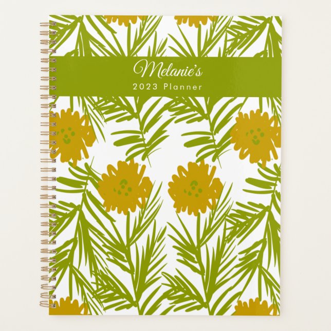 Yellow Floral Hand Drawn Botanical Name Planner (Front)