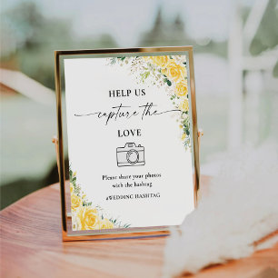 Yellow Floral Help Us Capture The Love Sign