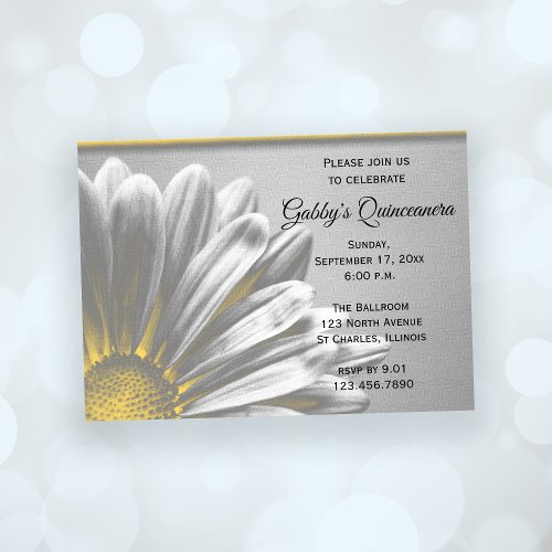 Yellow Floral Highlights Quinceanera Party Invitation