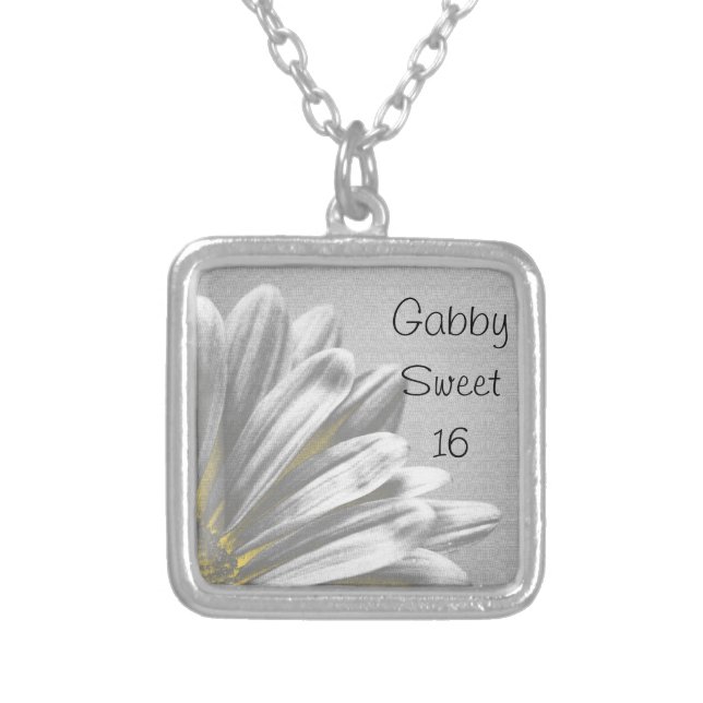 Yellow Floral Highlights Sweet 16 Necklace (Front)