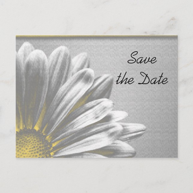Yellow Floral Highlights Wedding Save the Date Announcement Postcard (Front)