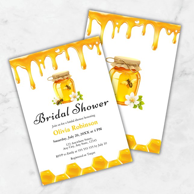 Yellow Floral Honey Bee Bridal Shower  Invitation (Yellow Floral Honey Bee Bridal Shower Invitation  )