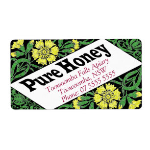 Yellow Floral Honey Jar Personalized Product Label