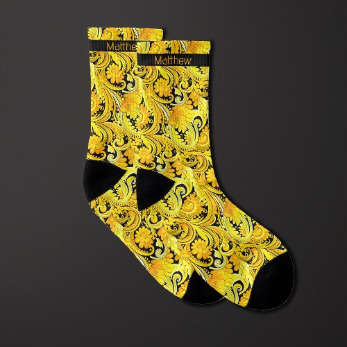 Yellow Floral_Inspired Monogram Socks