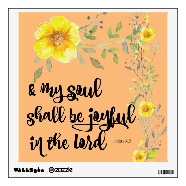 Yellow Floral Joy Bible Verse Wall Decal (Front)