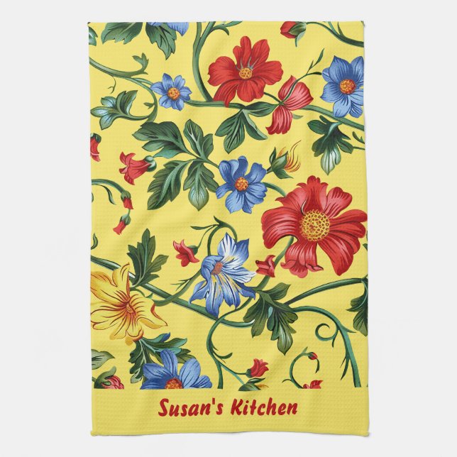 Yellow floral Kitchen Towels (Vertical)