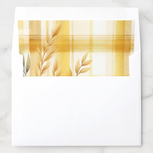 Yellow Floral Leaf and Plaid Pattern  Envelope Liner