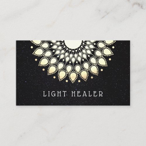 Yellow Floral Lotus Mandala Energy Healer Business Card