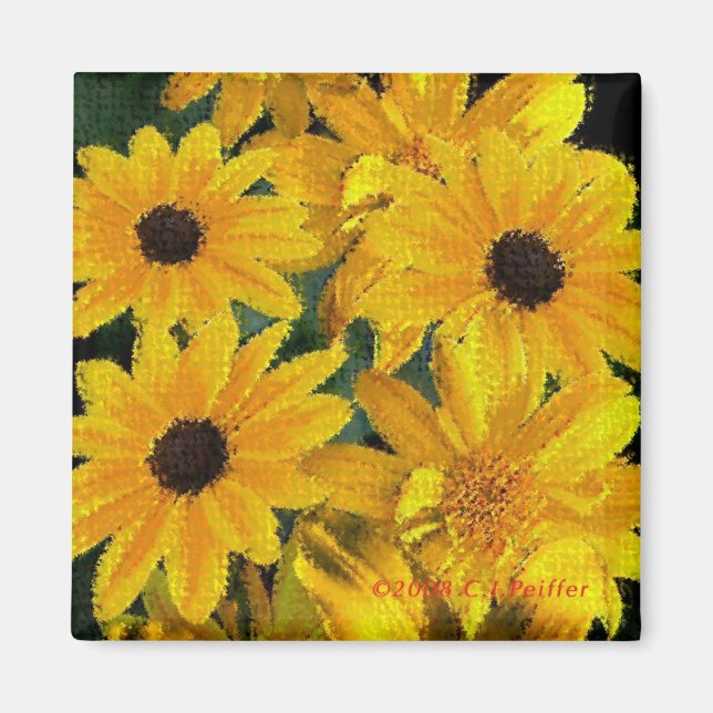'Yellow Floral' Magnet (Front)