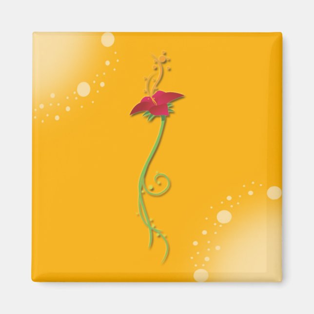 Yellow Floral Magnet_Square Magnet (Front)