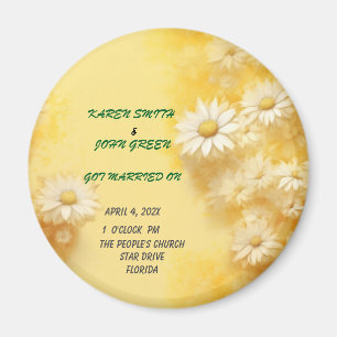Yellow floral magnetic wedding favor magnet