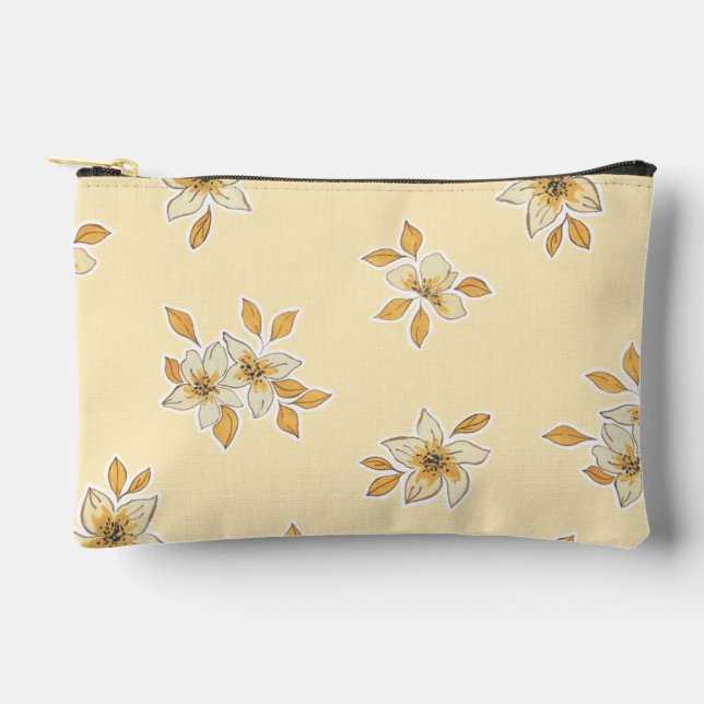 Yellow Floral Makeup/Toiletry Bag (Front)