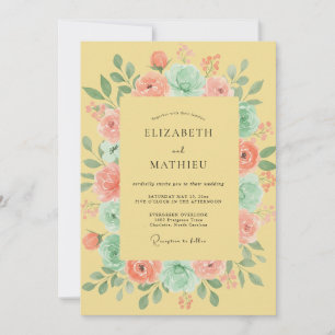Yellow Floral Meadow Romance Wedding Invitation