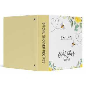 Yellow Floral Meant to Bee Bridal Shower 3 Ring Binder
