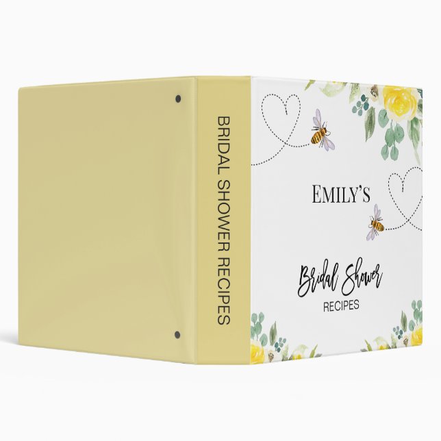 Yellow Floral Meant to Bee Bridal Shower 3 Ring Binder (Background)