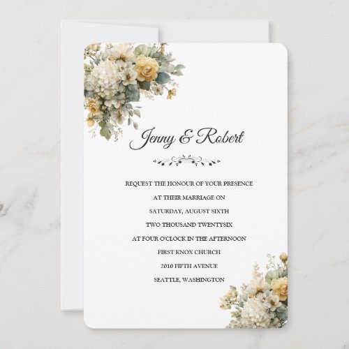 Yellow Floral Mix Wedding Invitation