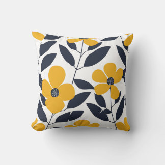 Yellow Floral Modern Home Decor Cushion
