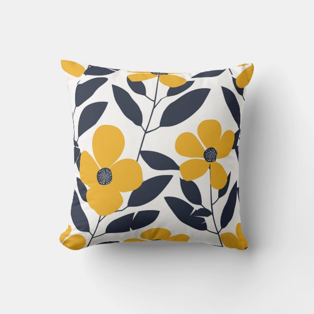 Yellow Floral Modern Home Decor Cushion (Front)