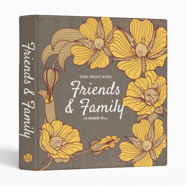 Yellow Floral Multi-Purpose, 1.5" 3 Ring Binder (Front/Spine)
