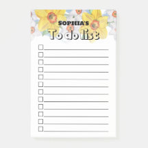 Yellow Floral Name Checkbox Blank To Do List