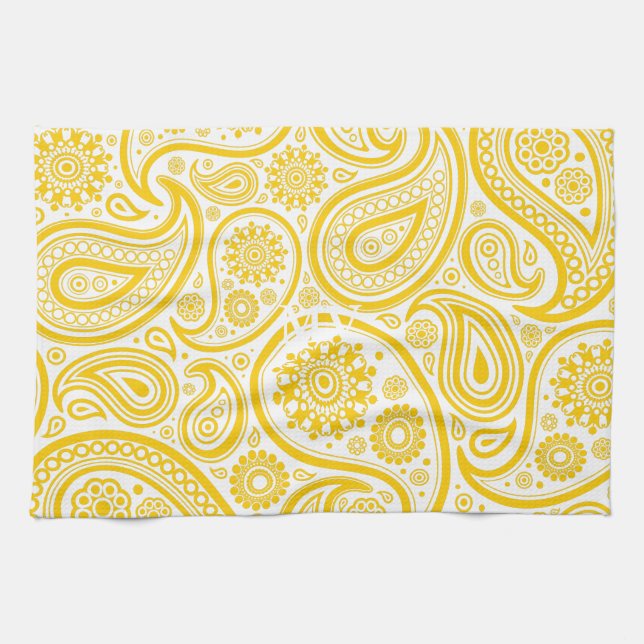 Yellow Floral Paisley Pattern Towel (Horizontal)