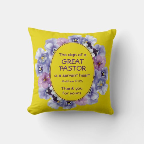Yellow Floral Pastor Appreciation  Throw Pillow