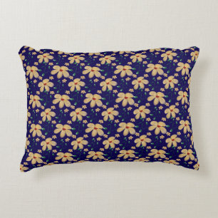Yellow floral pattern accent pillow