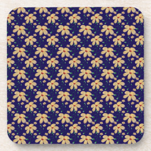 Yellow floral pattern  beverage coaster
