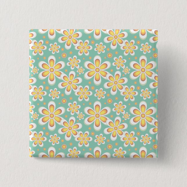 Yellow Floral Pattern Button (Front)
