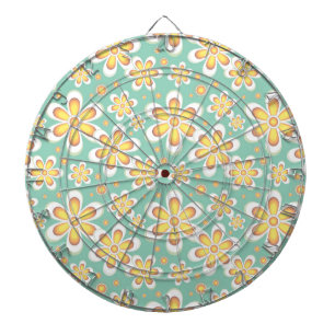 Yellow Floral Pattern Dart Board