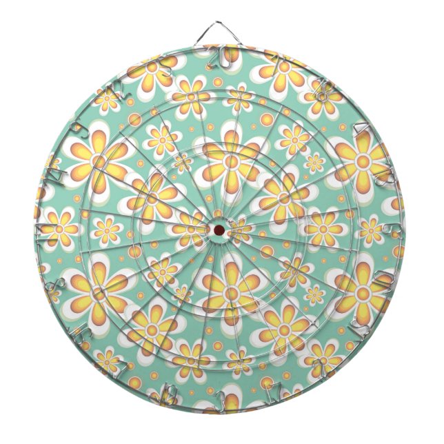 Yellow Floral Pattern Dart Board (Front)