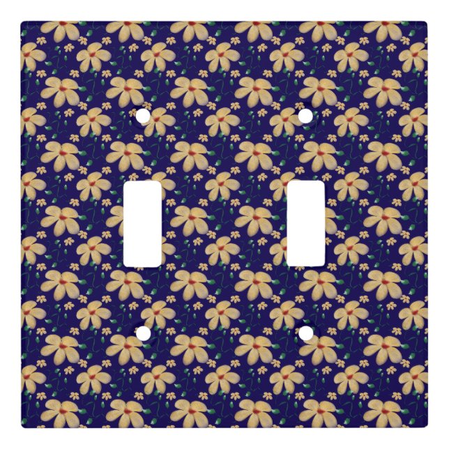 Yellow floral pattern  light switch cover (Front)