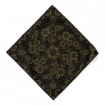 Yellow floral pattern on black background bandana