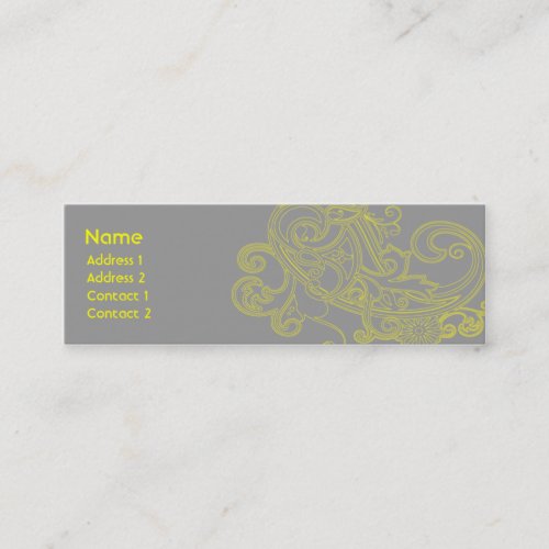 Yellow Floral Pattern - Skinny Business Card Templates