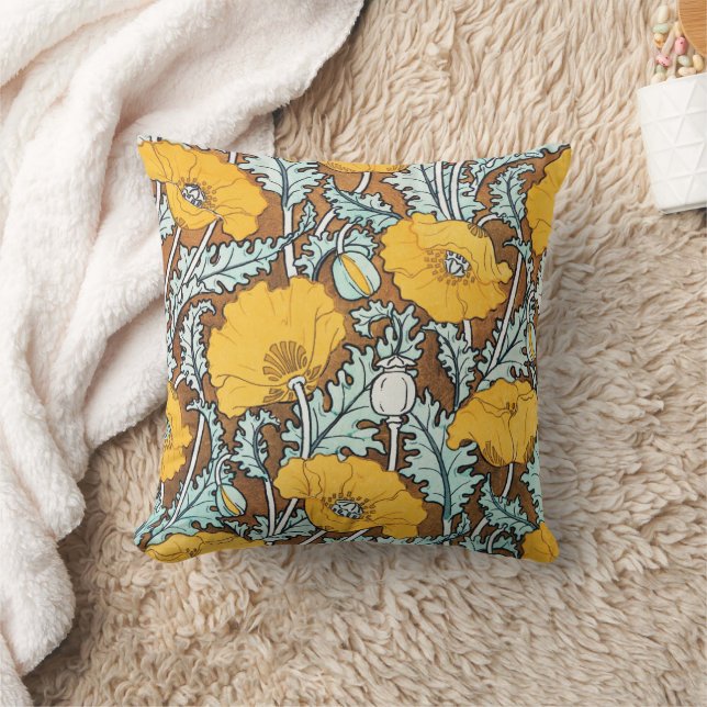 Yellow floral pattern throw pillow (Blanket)